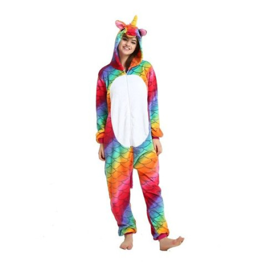Onesie Kigurumi Enhörning regnbågsdrake